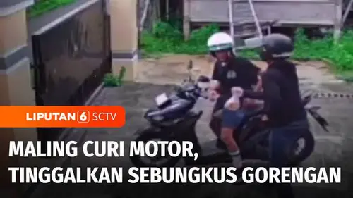 VIDEO: Terekam CCTV! Pelaku Mencuri Motor, Tinggalkan Sebungkus Gorengan