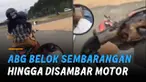 Sebuah motor yang melaju cukup kencang menyenggol kedua ABG hingga jatuh.