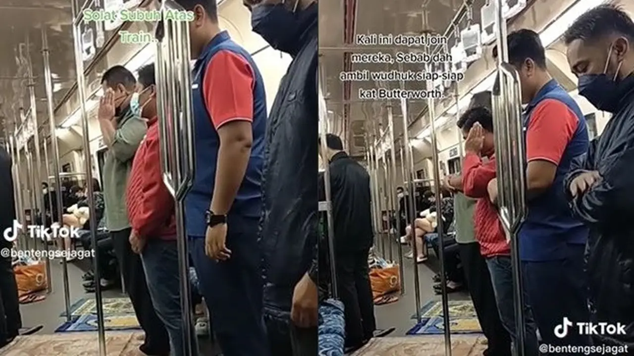 Tetap Tunaikan Ibadah, Para Penumpang Ini Sholat Berjamaah di Dalam Kereta
