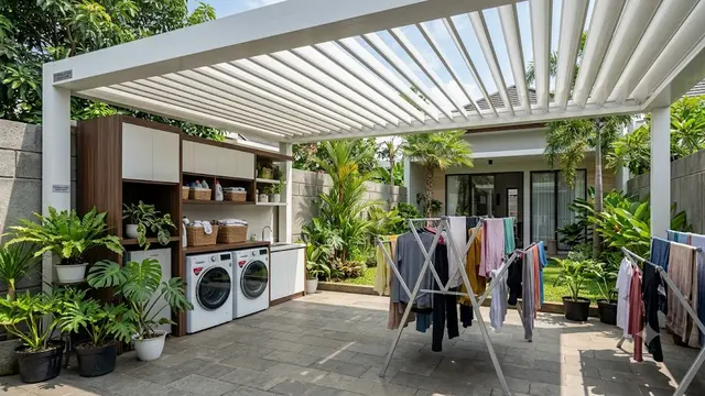 Inspirasi Pergola untuk Area Cuci dan Jemur