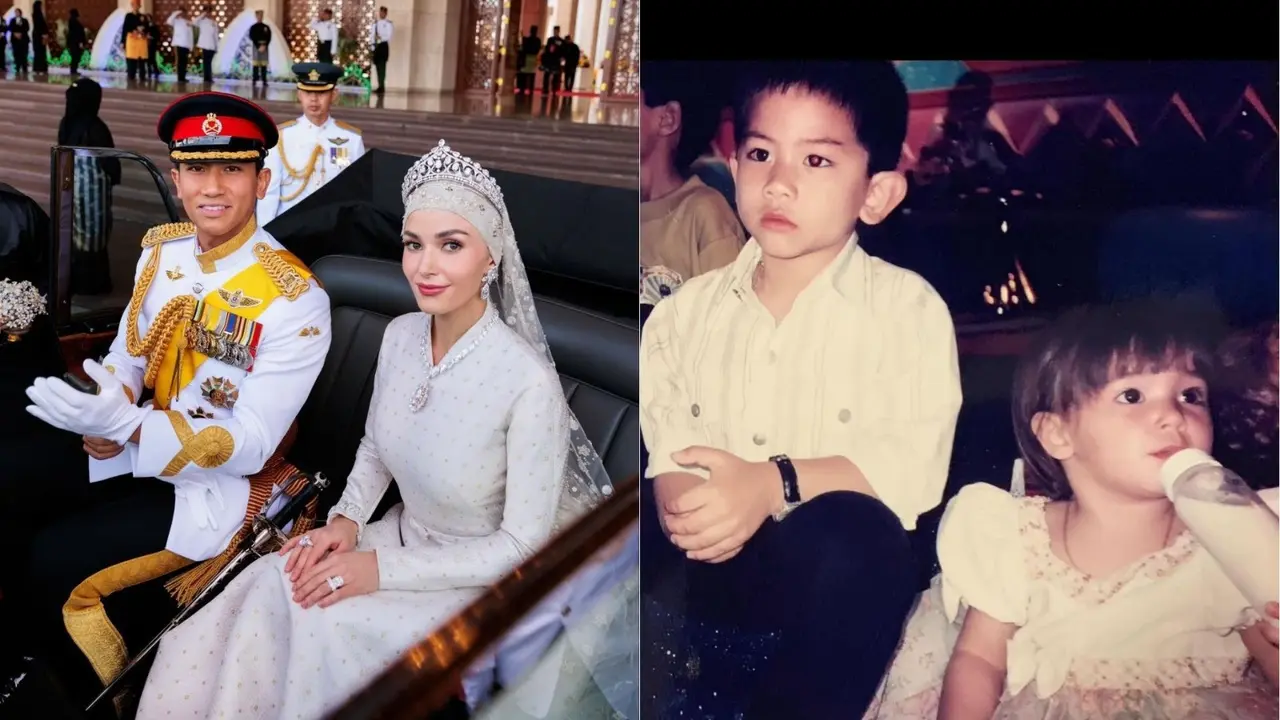 Foto masa kini dan masa kecil Pangeran  Abdul Mateen Anisha Rosnah. (Instagram tmski)
