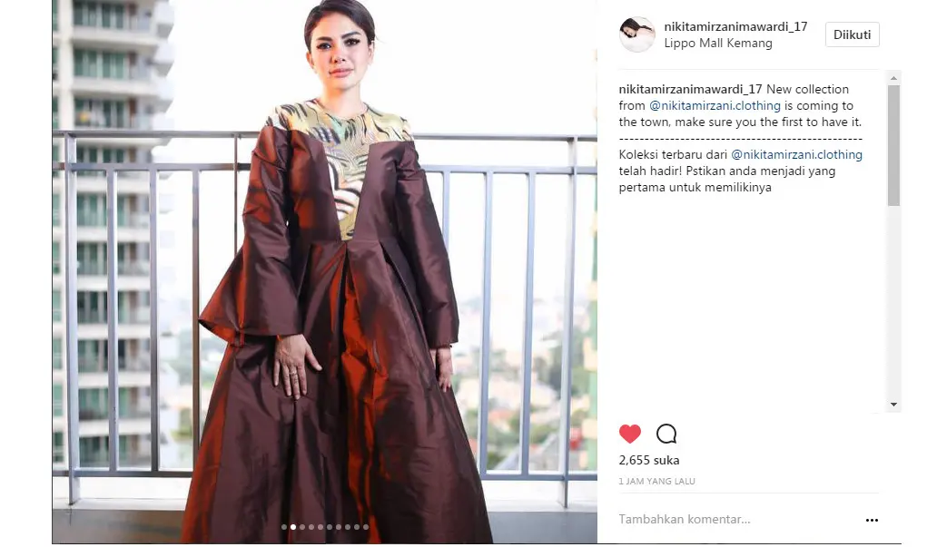 Kenakan dress panjang, Nikita Mirzani dipuji (Foto: Instagram)