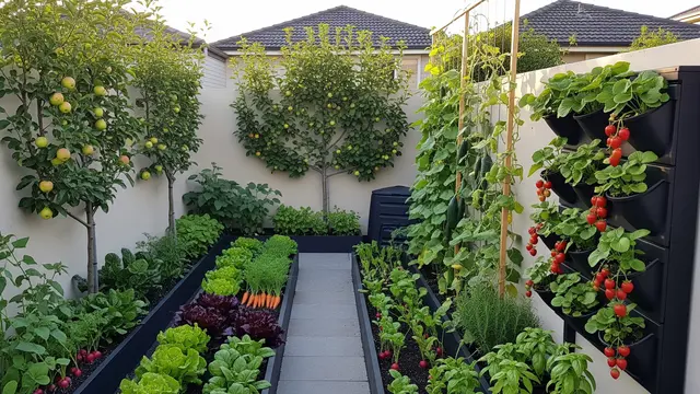 Desain Taman Pangan Keluarga dengan Buah dan Sayur di Halaman Sempit/Gemini AI