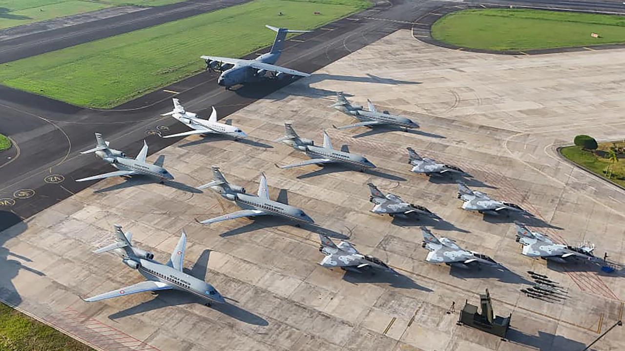 FOTO: Penampakan Pesawat Rafale Falcon 8X dan Airbus A400M di Lanud  Halim