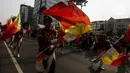 Iring-iringan marching band memeriahkan Kirab Merah Putih di Jakarta, Minggu (28/8/2022). Sebanyak 50.000 orang membentangkan bendera merah putih sepanjang 1.700 meter dari kawasan Monas hingga Bundaran Hotel Indonesia dalam rangka memperingati HUT ke-77 Kemerdekaan Republik Indonesia bertemakan 'Pulih Lebih Cepat, Bangkit Lebih Kuat. (Liputan6.com/Johan Tallo)