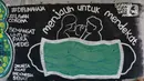Mural berisi pesan pencegahan penularan virus COVID-19 di Jakarta, Selasa (7/4/2020). Sejumlah pesan disampaikan dengan beragam cara untuk mengingatkan masyarakat agar ikut serta dalam upaya memutus mata rantai penyebaran COVID-19. (Liputan6.com/Helmi Fithriansyah)