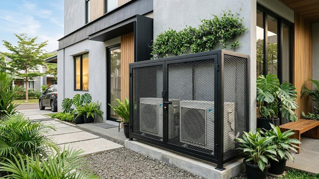 Rak Pelindung AC Outdoor yang Cantik (AI Generated)