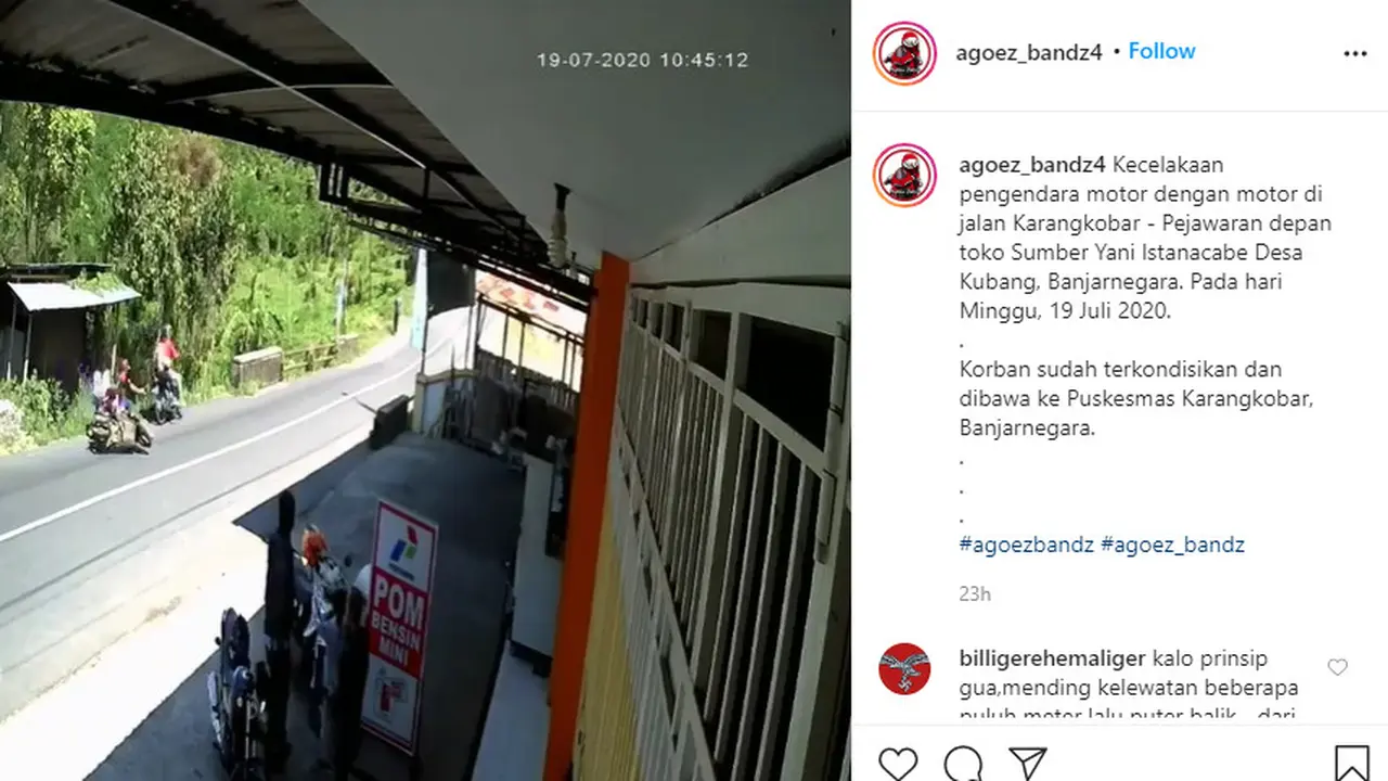 Dibagikan akun Instagram @agoez_bandz4, motor yang menabrak dari arah belakang tak mampu mengotrol kecepataan dan kaget saat melihat kendaraan lain secara tiba-tiba berhenti.