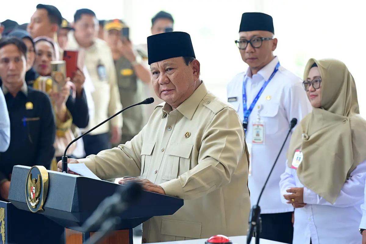 Presiden Prabowo Subianto saat meresmikan RSUD KH Muhammad Thohir di Krui, Kabupaten Pesisir Barat, Lampung, Rabu (10/6/2026).