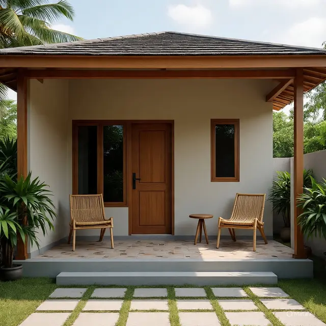 Desain Rumah Sederhana 1 Lantai dengan Teras Minimalis