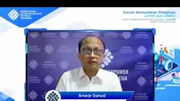 Sekjen Kemnaker Anwar Sanusi saat membuka Forum Komunikasi Pimpinan LPTKS dan LPPRT secara virtual, Kamis (19/8/2021). (Istimewa)