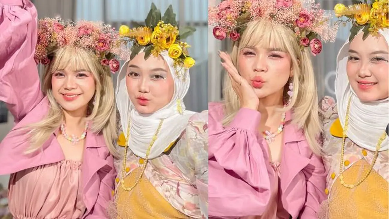 Potret Sinta dan Jojo Tirukan Tren Makeup Douyin. (instagram/sisisinta/jojoevitae)