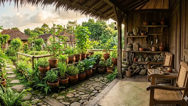 Mini Food Forest di Teras Rumah Kampung (Foto: Gemini AI)