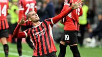 Alvaro Morata membuka keran gol kemenangan AC Milan di menit ke-38. (Gabriel BOUYS/AFP)