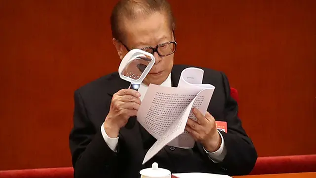 Mantan Presiden China Jiang Zemin dalam Kongres Partai Komunis China pada Oktober 2017