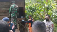 Aparat bersama warga saat mendatangi lokasi kejadian di wilayah Kabupaten Bolmong.