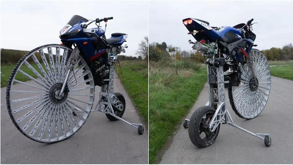 Unik, Insinyur Ini Modifikasi Motor Lama Jadi Sepeda Penny Farthing Tercepat di Dunia