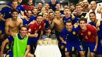 Spanyol merayakan keberhasilan lolos ke Piala Dunia 2018. (doc. Sergio Ramos)