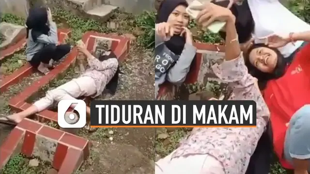VIDEO: Viral Remaja Perempuan Tiduran dan Foto-Foto di Makam Demi Konten