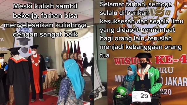 Buktikan Bisa Selesaikan Kuliah, Momen Wisuda Driver Ojek Online Ini Bikin Haru