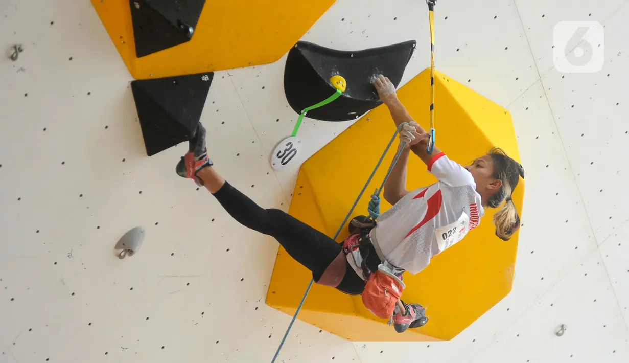 Lintang membuat kejutan di Kualifikasi Panjat Tebing Zona Asia atau IFSC Climbing Asian Qualifier 2023. (merdeka.com/Arie Basuki)