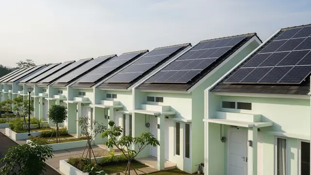 Rumah 1 Lantai dengan Atap Panel Surya