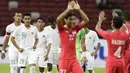 Timnas Indonesia harus mengakui keperkasaan tuan rumah Singapura usai dipaksa menyerah 0-1 pada laga pertama Grup B Piala AFF 2018 di Stadion Nasional Singapura, Jumat (9/11/2018). (Bola.com/M Iqbal Ichsan)