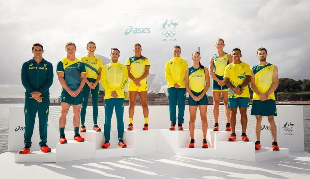 Skema warna hijau dan emas yang ikonik dengan detail visual yang terinspirasi origami Jepang disorot di seluruh bagian. Dengan mempertimbangkan panas dan kelembaban Tokyo, jaring teknis dan kain ditempatkan secara strategis untuk sensasi pendinginan juga (instagram/asics)