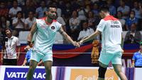 Ganda putra Indonesia, Pramudya Kusumawardana/Yeremia Erich Yoche Yacob Rambitan, saat tampil pada semifinal bulutangkis beregu putra SEA Games 2023, di Phnom Penh Kamboja, Rabu (10/5/2023). (Bola.com/PBSI)