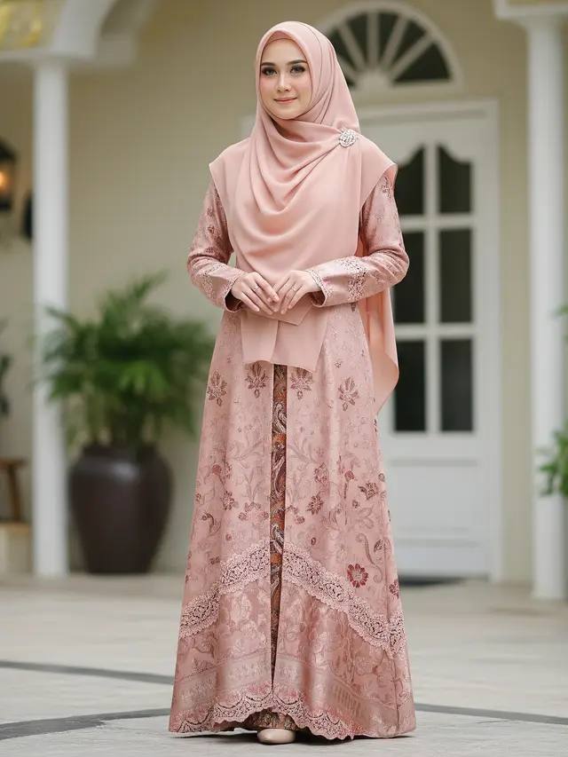 Gamis Batik Brokat 2026 Warna Elegan (Image by Gemini AI)