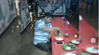 Sosok Pria yang Makan Pecel Lele Saat Banjir (Ahmad Saiful Bahri/instagram.com)