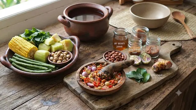 Bahan-Bahan Resep Sayur Asem Kampung (AI Generated)