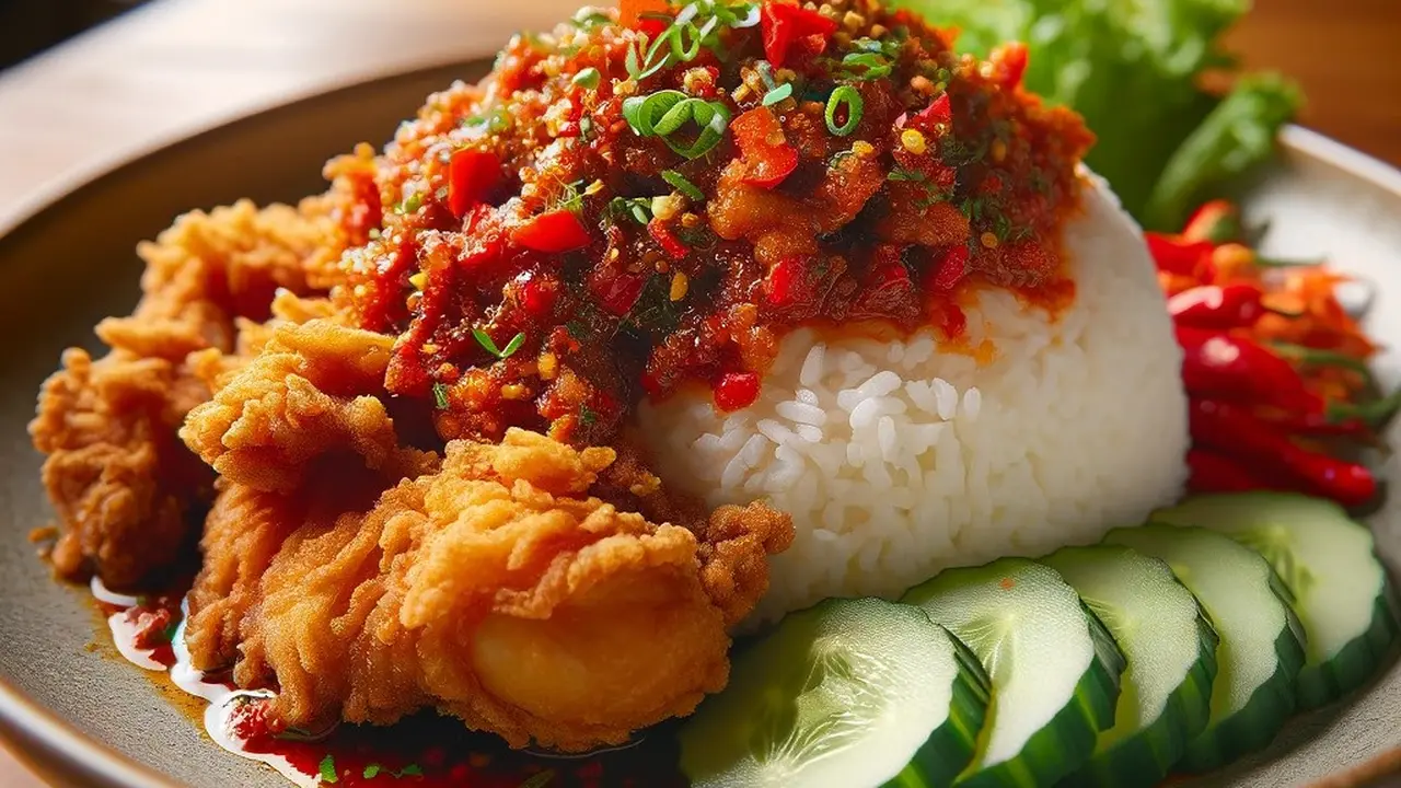 illustrasi ayam geprek