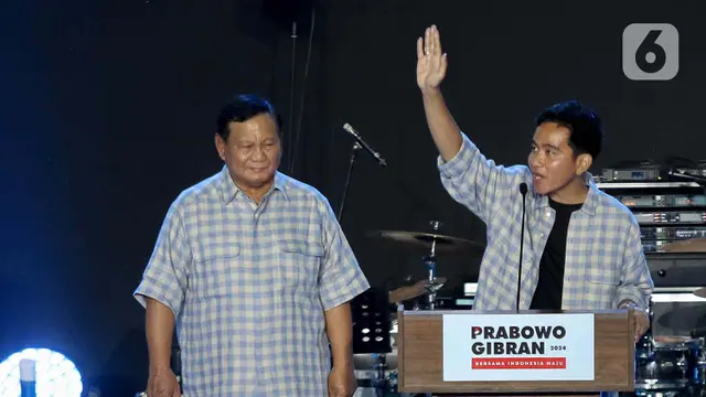 Momen Pidato Kemenangan Hasil Hitung Cepat Pasangan Prabowo-Gibran di Istora Senayan Jakarta