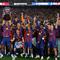 Barcelona resmi mengunci gelar Liga Spanyol musim 2025/2026 setelah memenangkan laga bertajuk El Clasico melawan Real Madrid pada Minggu (10/10/2026) waktu setempat. (AP Photo/Joan Monfort)