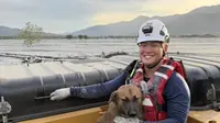 Seekor anjing pada Jumat (3/10/2025) berhasil diselamatkan oleh para penyelamat dan petugas tanggap darurat di Taiwan (Dok.&nbsp;Dokumentasi tim penyelamat hewan Hualien).