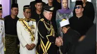 Raja Malaysia ke-17 Sultan Ibrahim Sultan Iskandar pada upacara pelepasan sebelum berangkat dari Johor menuju Istana Negara pada 31 Januari 2024. (Departemen Informasi Malaysia)