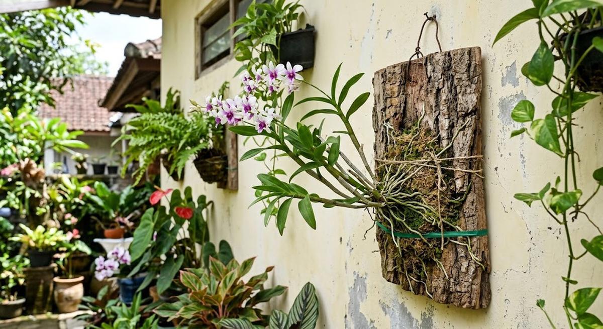 Tanaman hias yang cocok ditumbuhkan pada papan atau batang kayu model anggrek dendrobium