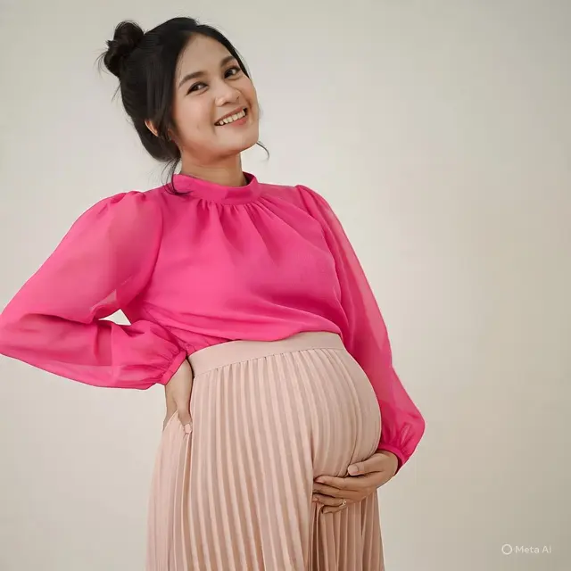 Outfit Ibu Hamil Pakai Rok Plisket