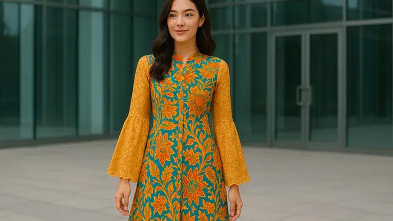 20 Model Dress Batik Kombinasi Brokat Lengan Panjang, Anggun untuk Acara Resmi dan Kondangan