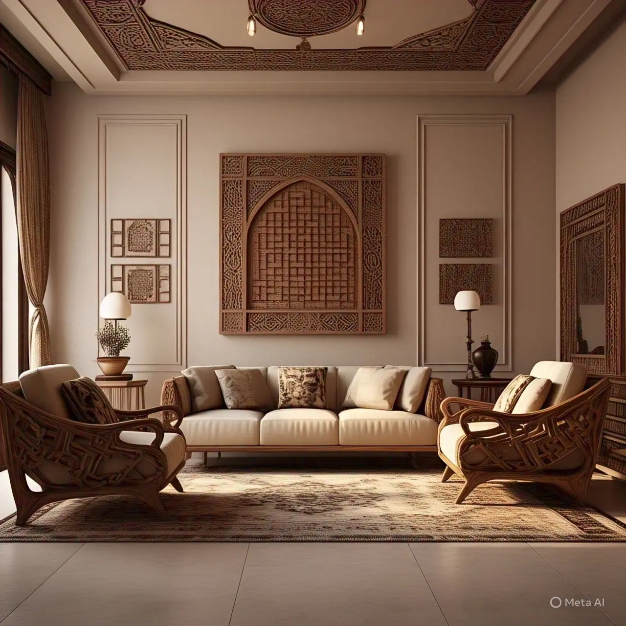 7 Gambar Desain Ruang Tamu Arabian Style Minimalis 2025, Elegan dan Eksotis