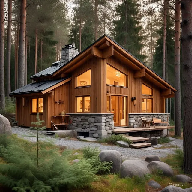 Model Rumah Scandinavian dengan Material Kayu Dominan