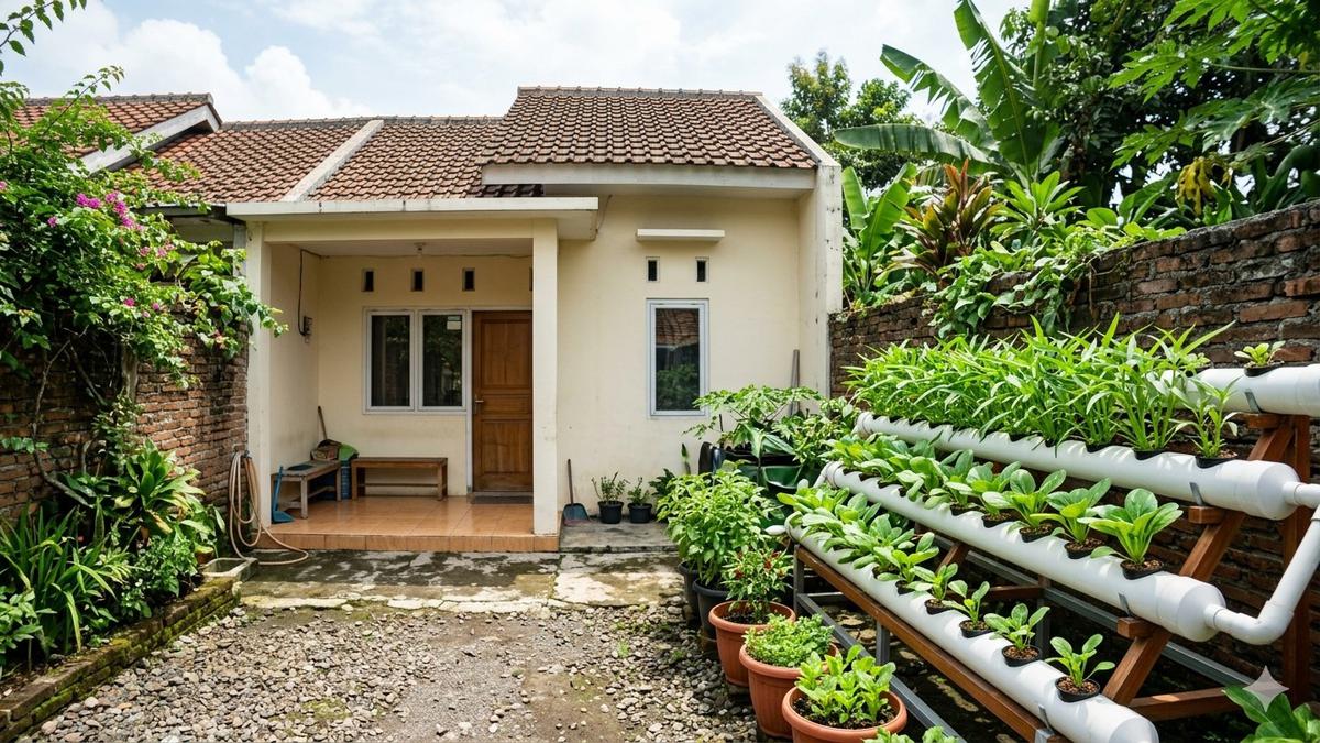 7 Contoh Rumah Kecil Type 45 dengan Kebun Sayur Belakang Rumah