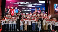 Jakarta Pertamina Energi resmi meluncurkan skuat tim putra dan putri untuk mengarungi Proliga 2020. (Bola.com/Zulfirdaus Harahap)