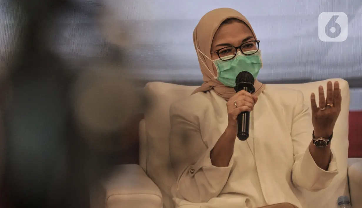Kepala BPOM Penny Lukito saat konferensi pers terkait hasil uji klinis obat untuk Covid-19 dari UNAIR, Jakarta, Rabu (19/8/2020). Penny juga menyatakan pihak peneliti harus merevisi dan memperbaiki lagi hasil penelitiannya sesuai kaidah yang sudah ditentukan BPOM. (merdeka.com/Iqbal S. Nugroho)