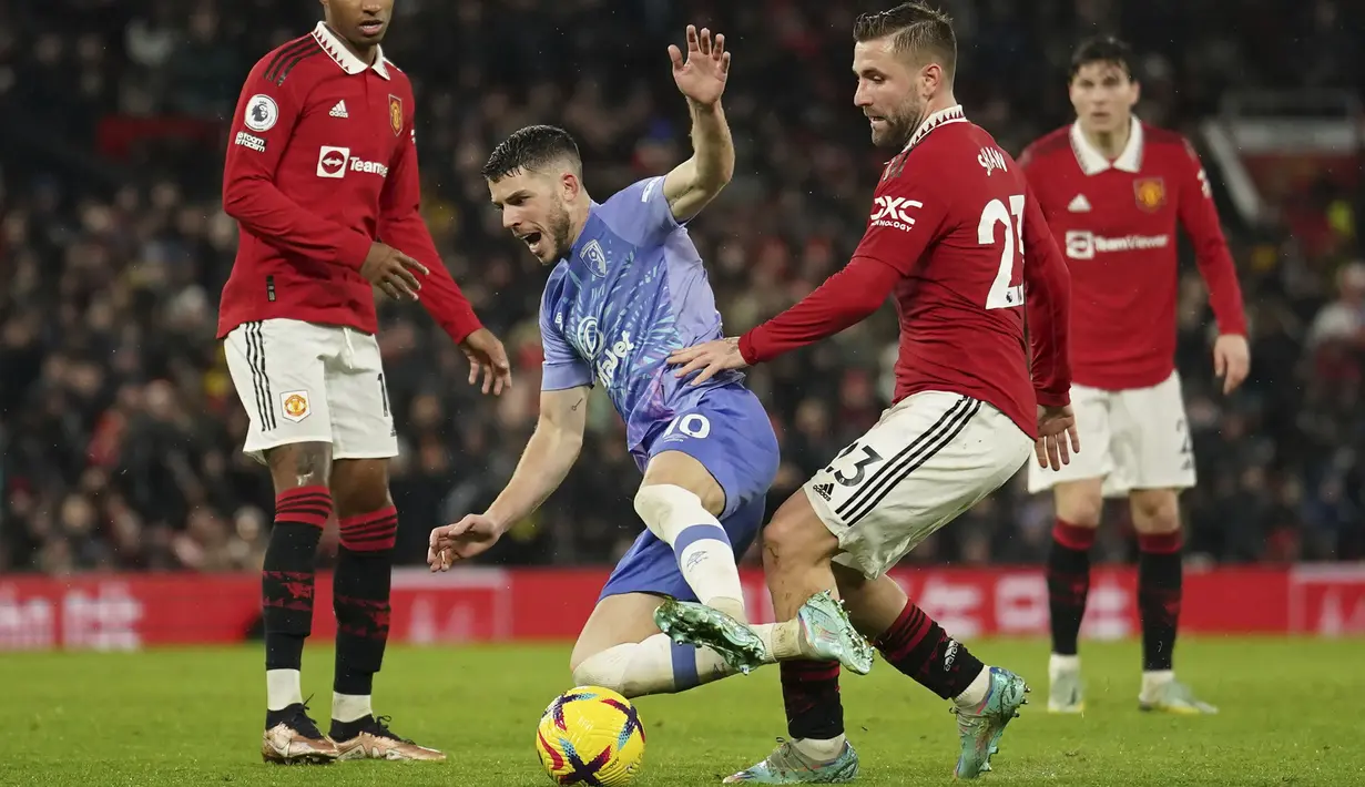 Bournemouth bukan tanpa perlawanan. Skuad asuhan Gary O’Neil beberapa kali mampu mengancam pertahanan Setan Merah namun sayang gagal berbuah gol. (AP Photo/Dave Thompson)