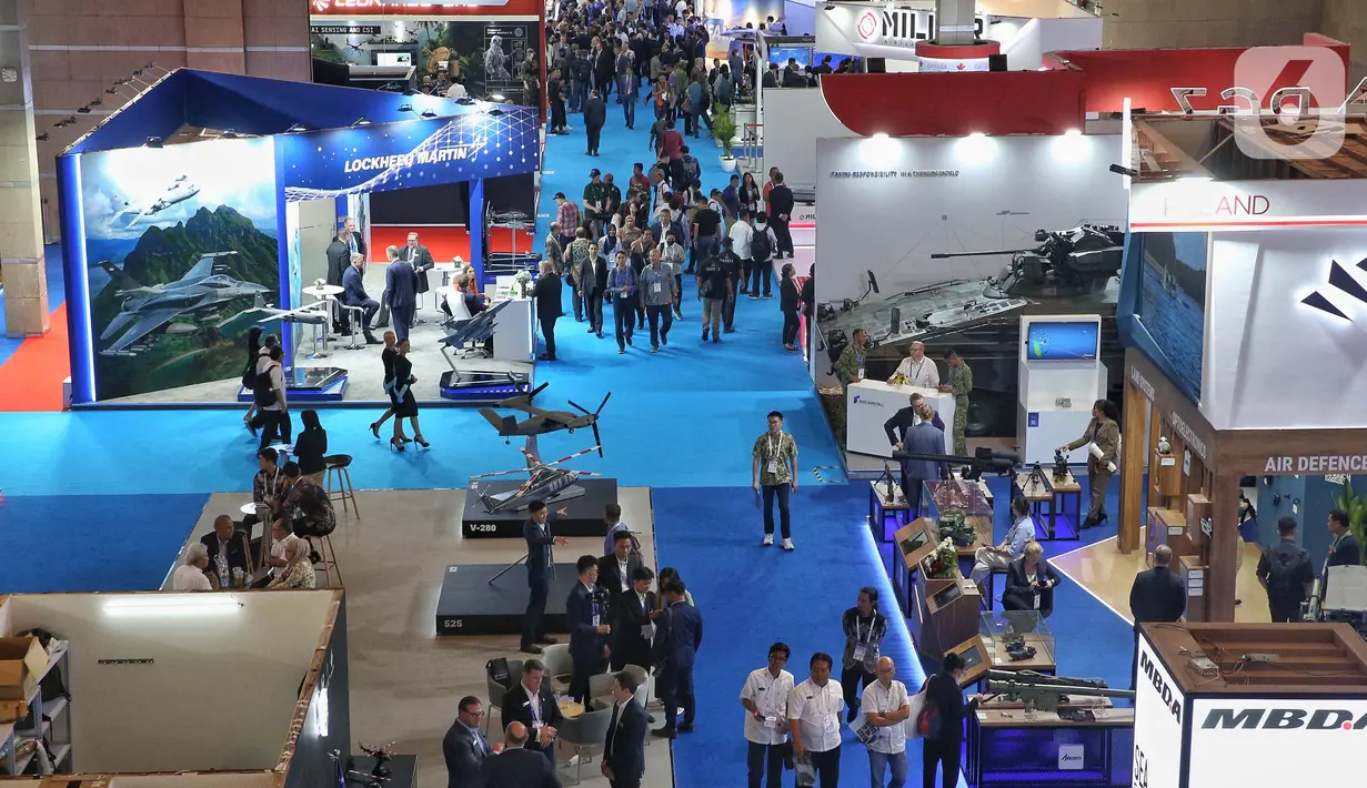 Kementerian Pertahanan Republik Indonesia menggelar Indo Defence Expo & Forum ke-10 pada 11 hingga 14 Juni 2025 di JIExpo Kemayoran, Jakarta. (Liputan6.com/Angga Yuniar)