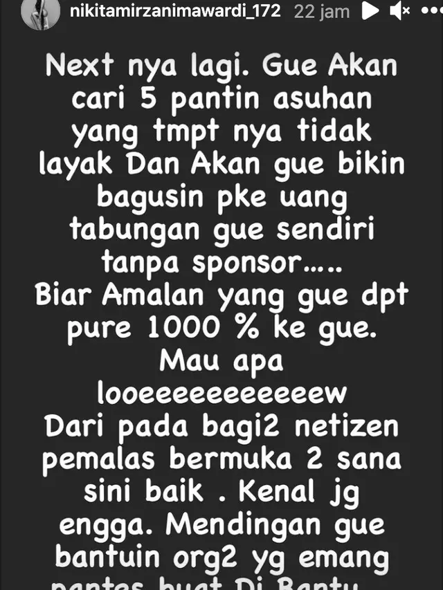 Unggahan Nikita Mirzani. (Foto: Instagram @nikitamirzanimawardi_172)