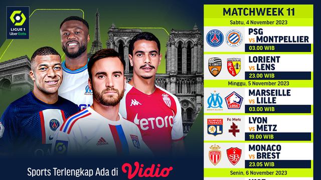 Jadwal dan Link Streaming Ligue 1 23/24 Week 11 di Vidio