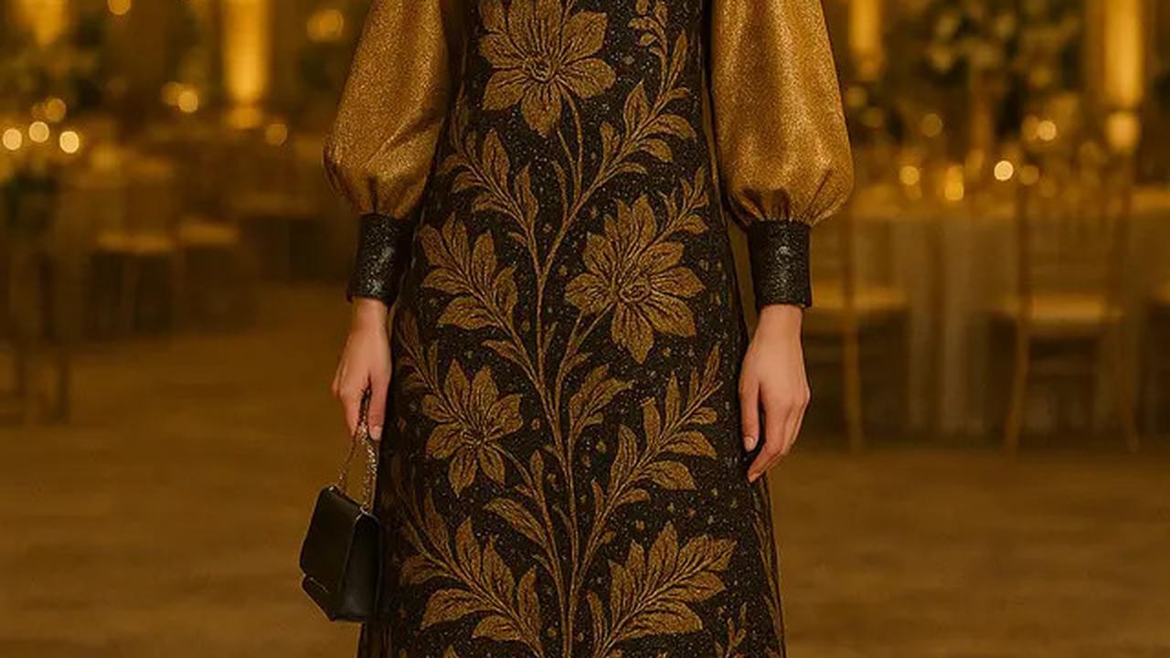 7 Desain Baju Gamis dan Tunik Batik Emas, Pilihan Tepat untuk Kondangan Glamor